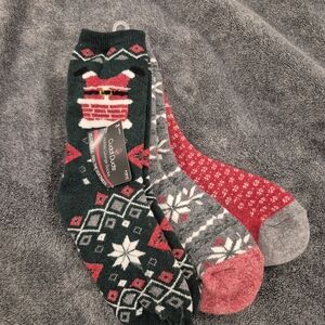 Cuddl Duds Holiday Lounge Socks - Black, Gray, Red